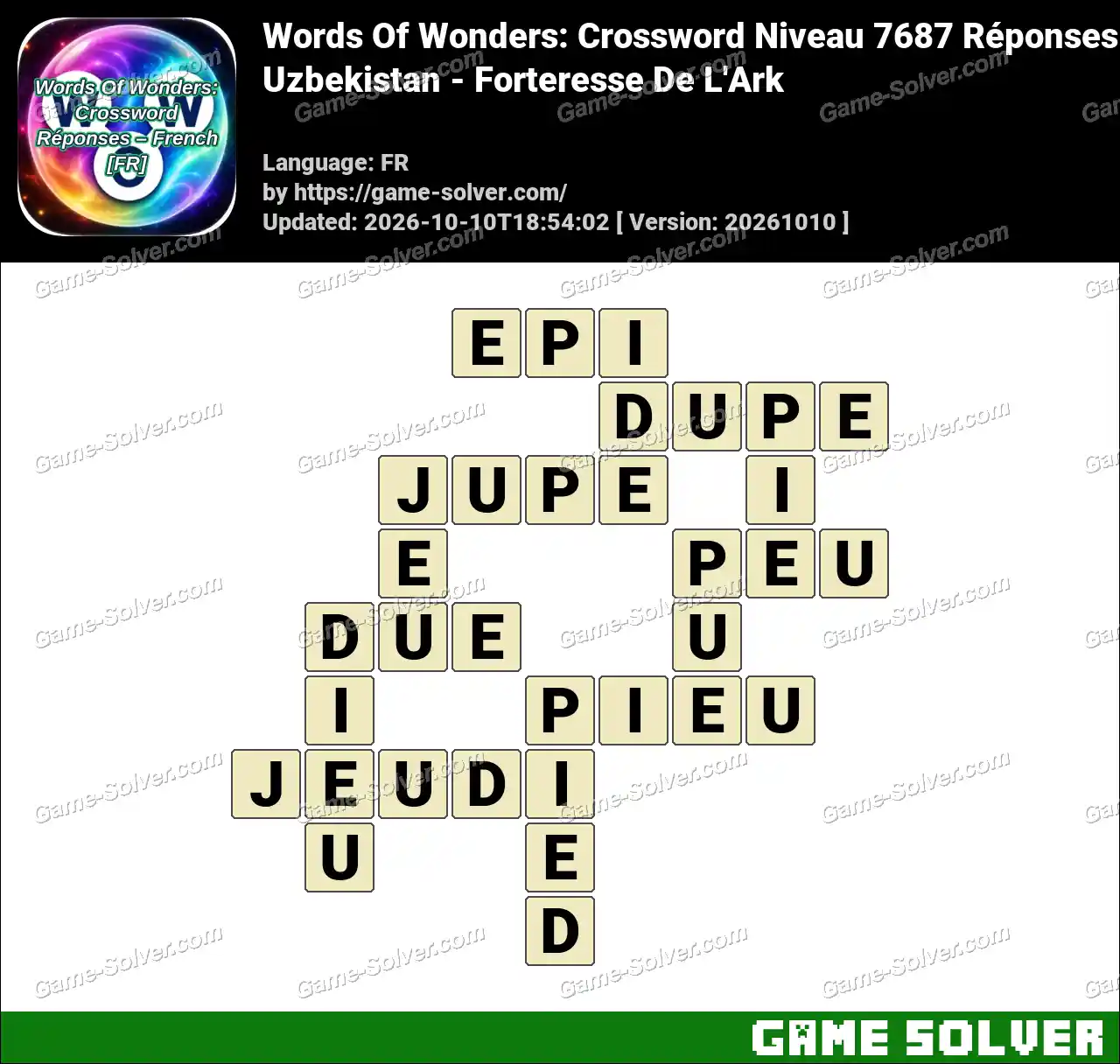 Words Of Wonders: Crossword Niveau 7687 Réponses – Uzbekistan – Forteresse De L’Ark